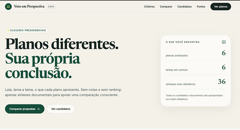 Home Page do Voto em Perspectiva